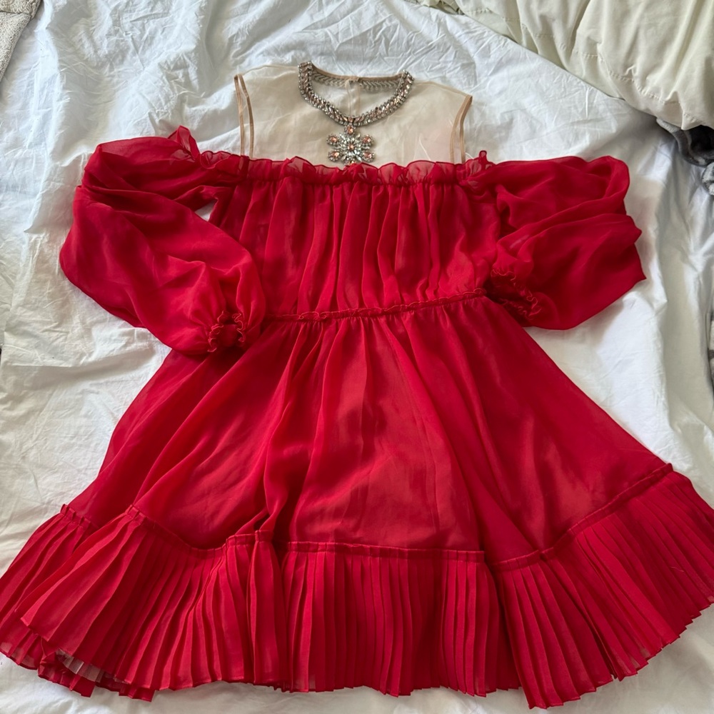 H&M x Giambattista vali cold shoulder rhinestone dress. - Picture 3 of 10